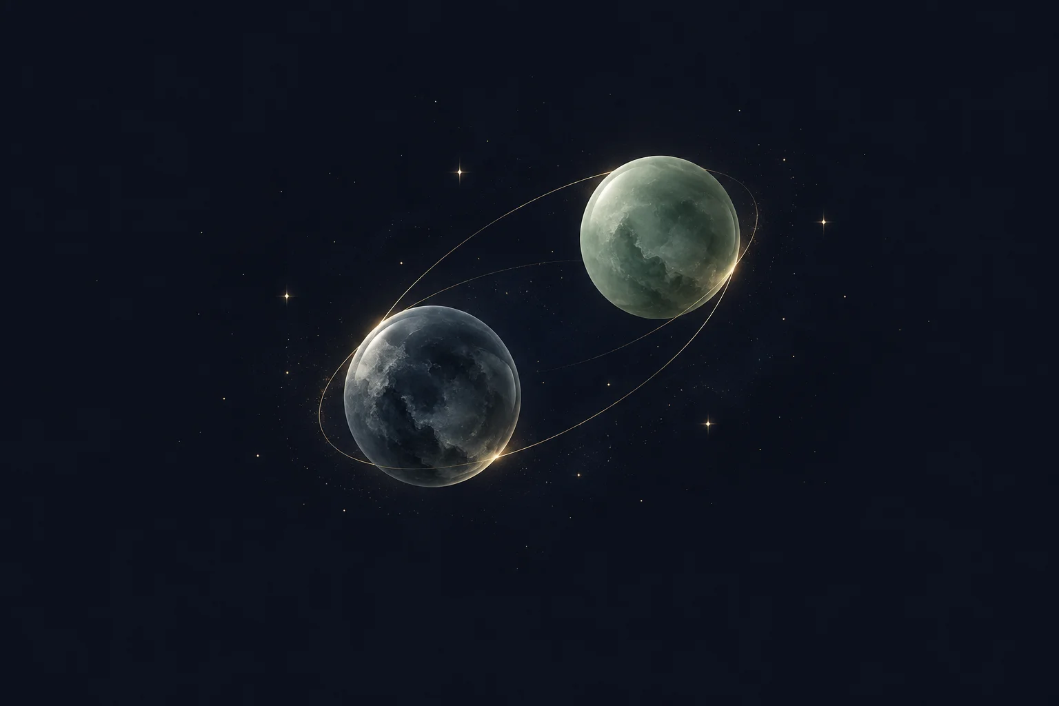 两枚沿轨道靠近的星体